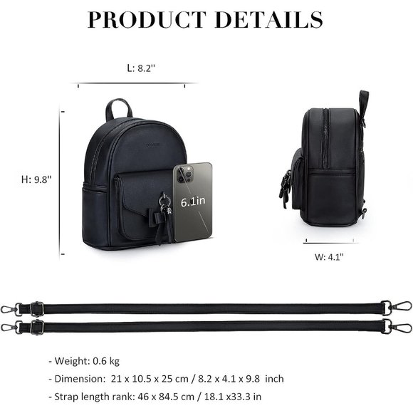 Women Black Leather Cute Bowknot Small Backpack Purse main image 9